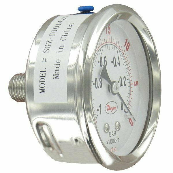 Dwyer Instruments Industrial Pressure Gage, 25 Ss Gage SGZ-D10442N-GF